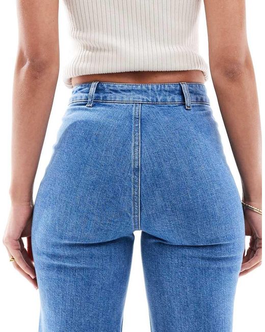 Miss Selfridge Blue Patch Pocket High Waist 70's Denim Flares