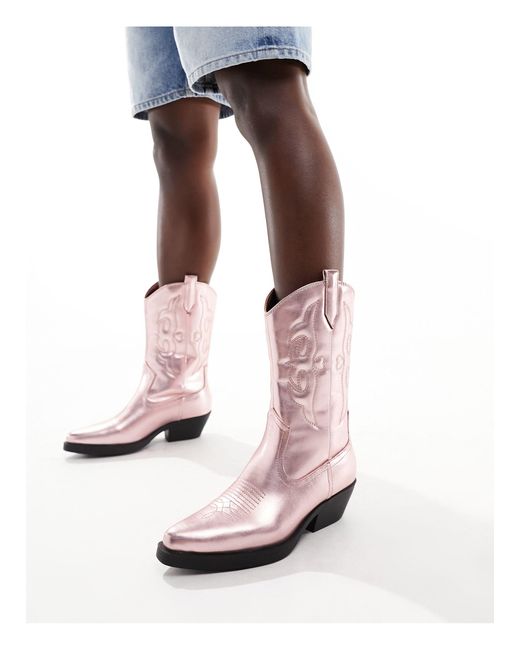 ONLY White Heeled Western Boot