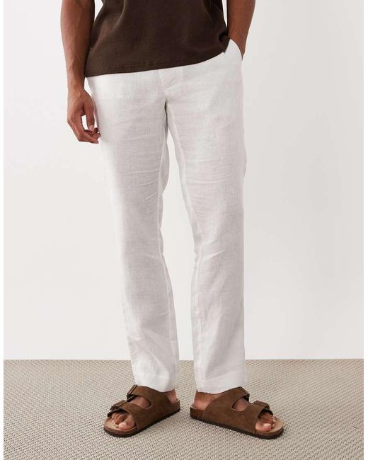 Mango White Linen Trouser for men