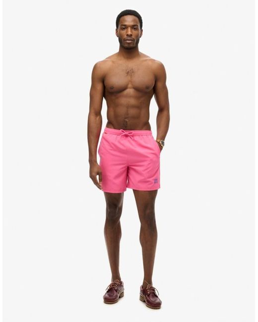 Superdry Pink Essential 17-Inch Swim Shorts for men