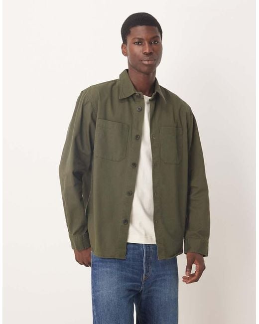 SELECTED Natural 100% Cotton Overshirt With Pockets for men