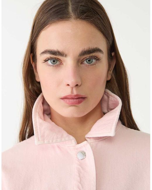 Stradivarius Pink Twill Jacket With Pockets