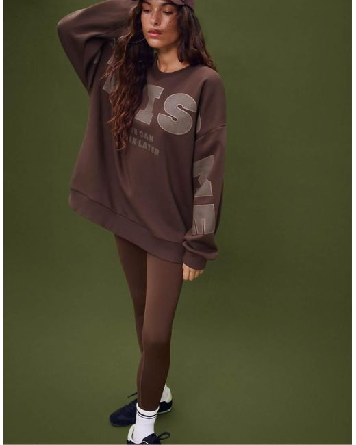 Stradivarius Green Smile Print Oversize Sweatshirt