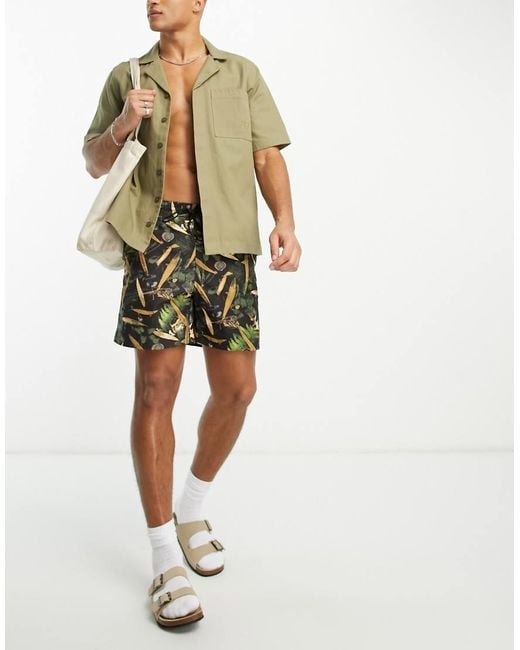 Carhartt Black Slater Print Swim Shorts for men