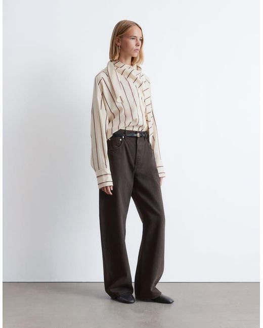 & Other Stories White Scarf Neck Blouse With Volume Sleeves