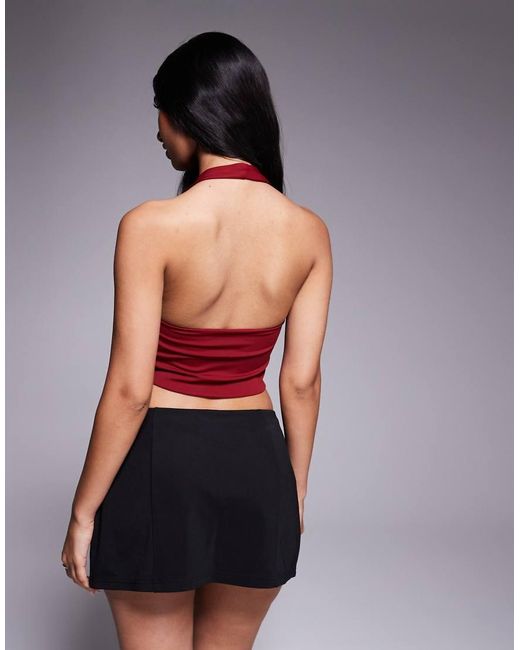 ASOS Red Sculpting Halter Neck Crop Top