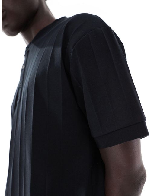 T-shirt serafino comoda nera di ASOS in Black da Uomo