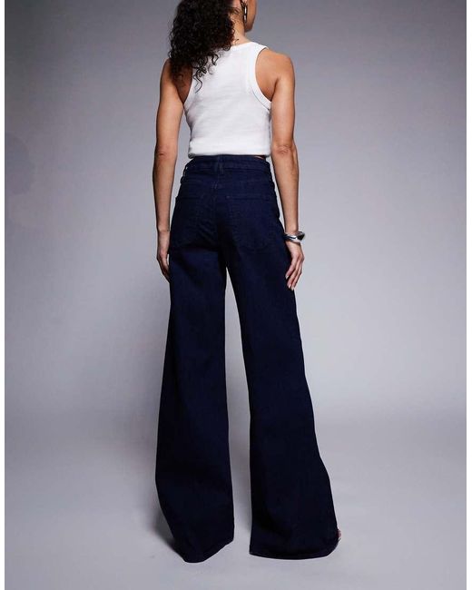 GOOD AMERICAN Blue Good Waist High Rise Wide Leg Palazzo Jeans