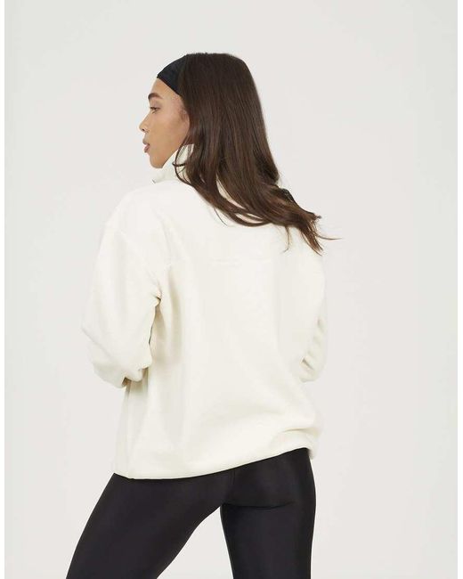 Brave Soul Natural Funnel Neck Quarter Zip Sweatshirt With Embroidery