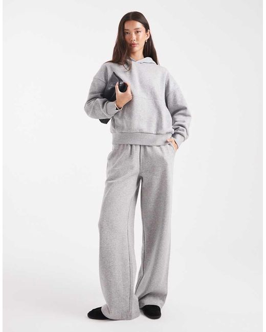 Sudadera Gris Jaspeado Extragrande Con Capucha E Interior Afelpado De ASOS de color White