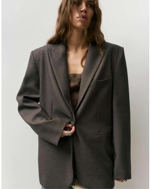Blazer Oversize Tortora di Pull&Bear in Black