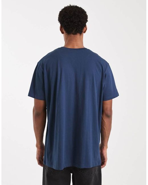 Brave Soul Blue Oversized Crew Neck T-shirt for men
