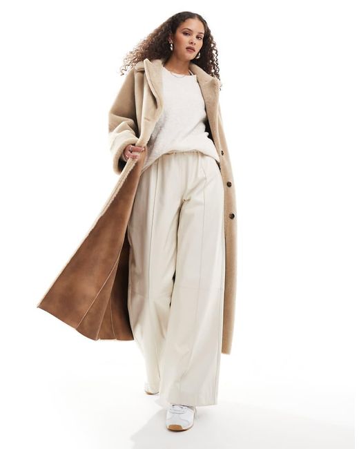 Urbancode White Faux Shearling Belted Maxi Coat