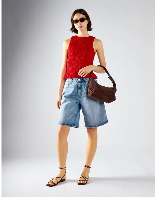 Glamorous Red Shirring Vest Top