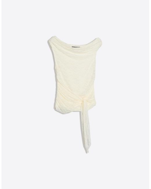 Bershka White Draped Lace Top