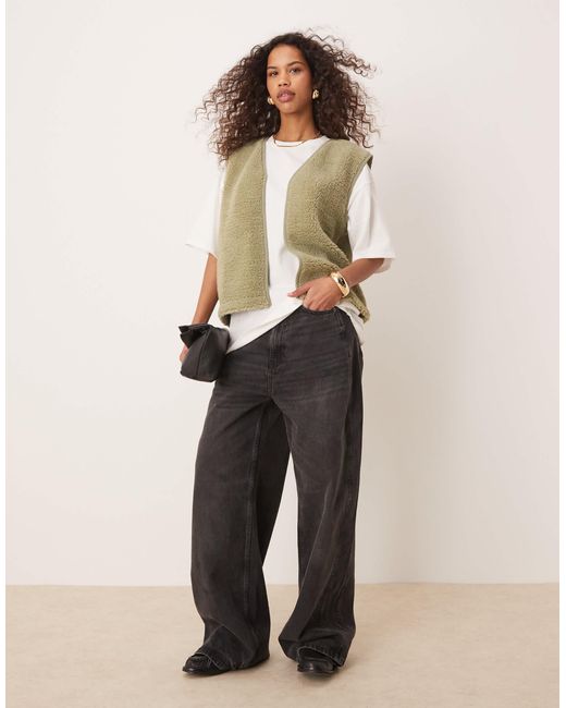 ASOS Natural Borg Gilet With Binding