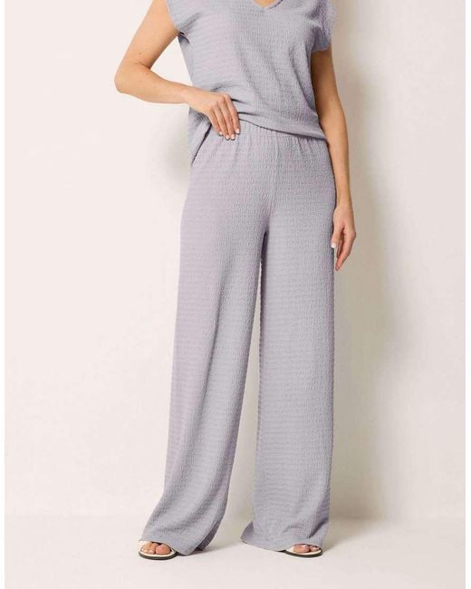 Long Tall Sally White Textured Wide Leg Trousers