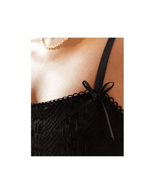 Lioness Black Bow Detail Cami Side Split Mini Dress