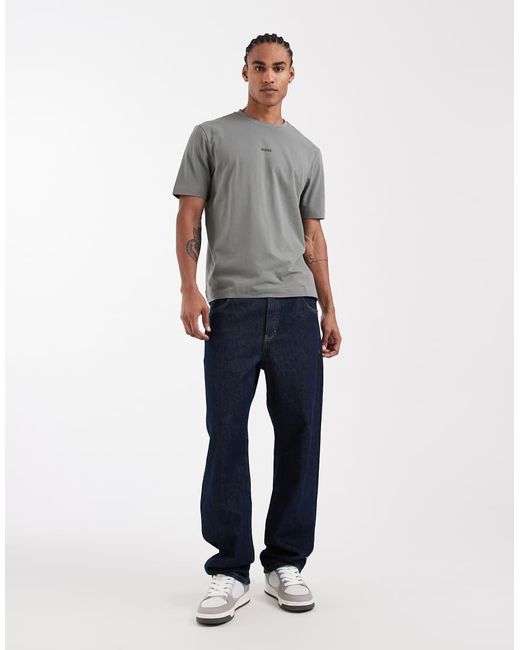 Boss Gray Hugo Boss Cotton T-Shirt With Contrast Logo for men
