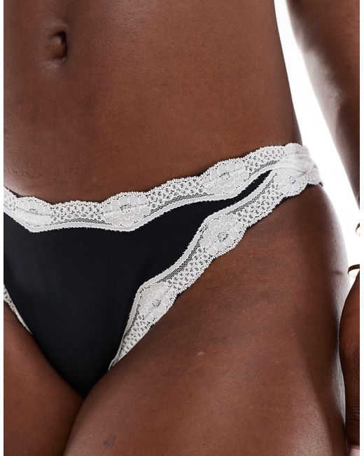 Candypants Black Lace Trim High Rise Bikini Bottom