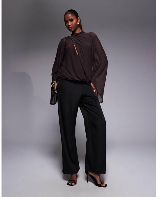 ASOS Black Cowl Drape Blouson Mesh Top