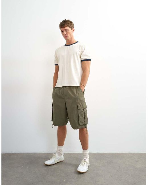Topman White Classic Fit Crop Ringer T-shirt for men