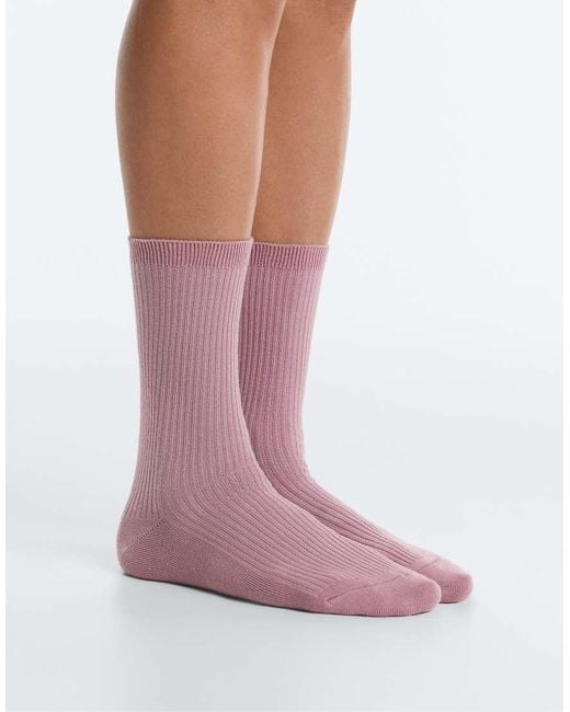 Oysho White 5 Pairs Of Cotton Blend Classic Socks