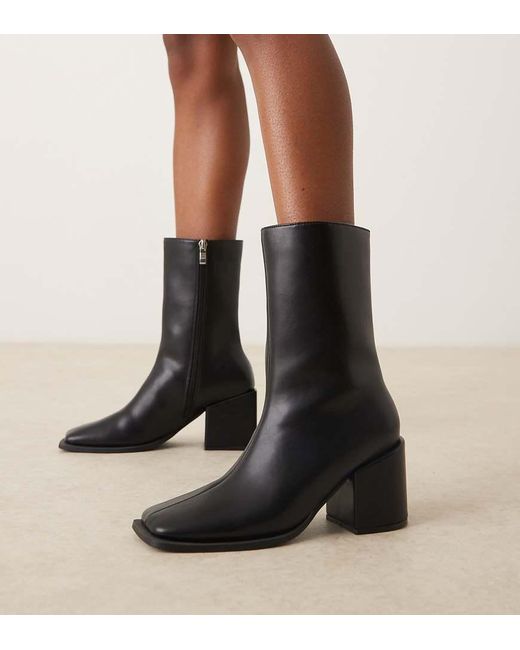 Glamorous Black Block Heel Square Toe Boots