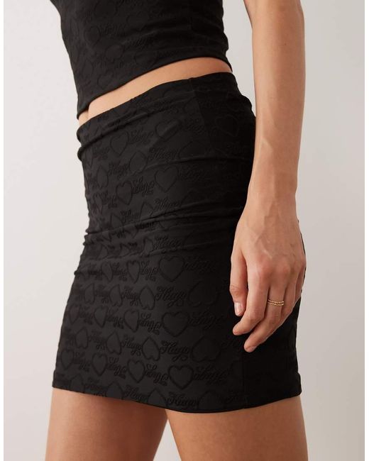 HUGO Black Nappley Co-ord Logo Print Mini Skirt