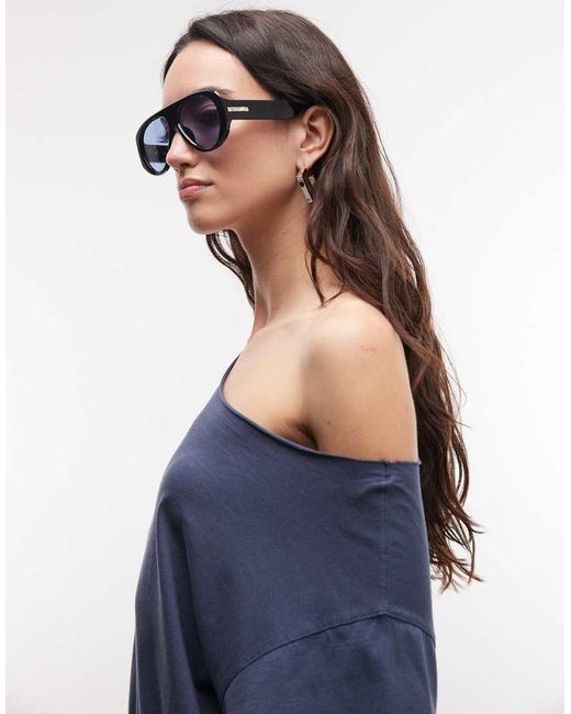 Weekday Blue Oversized Slouchy Fit Dropped Shoulder T-shirt