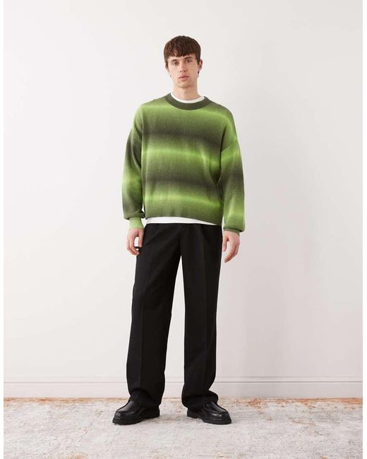 Weekday Green Spacedye Cotton Jumper for men