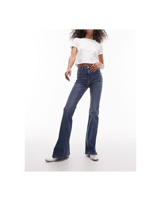 TOPSHOP Jamie Flare Jeans in Blue | Lyst