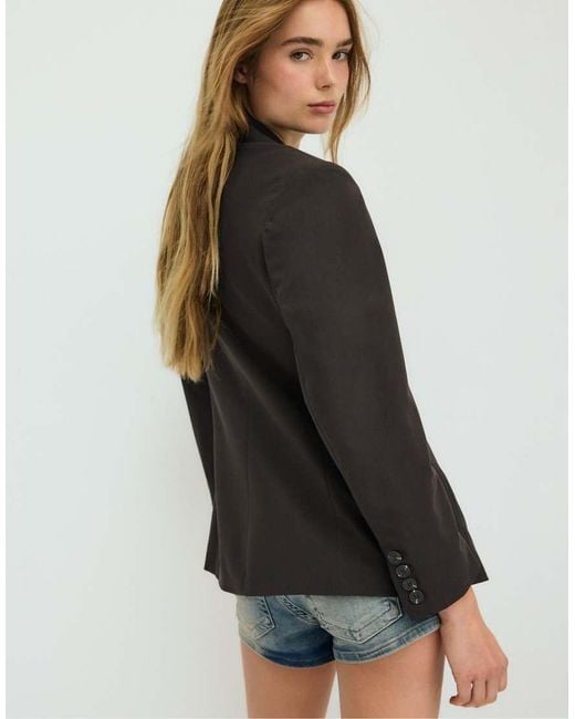 Stradivarius Black Tailored Buttoned Blazer
