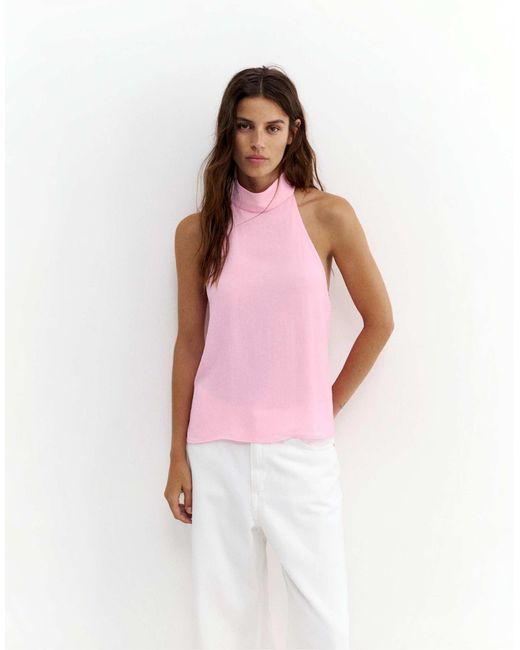 Top dos nu fluide Pull&Bear en coloris White