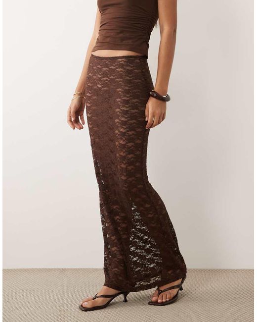 New Look Brown Lace Column Beach Maxi Skirt