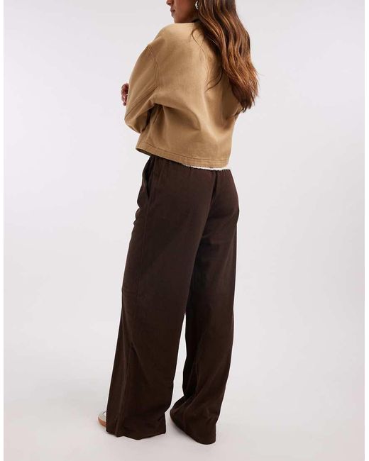 ONLY Brown Wide Leg Pull On Cord Trouser