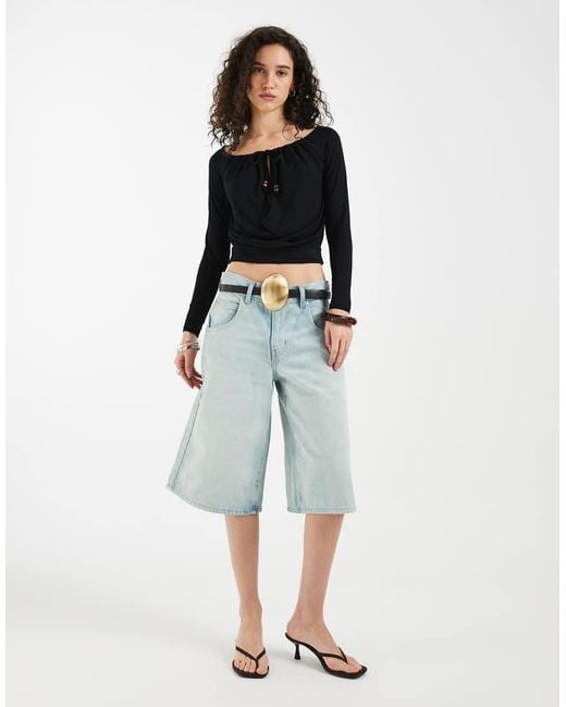Motel Black Sore Cowl Plunge Beaded Top