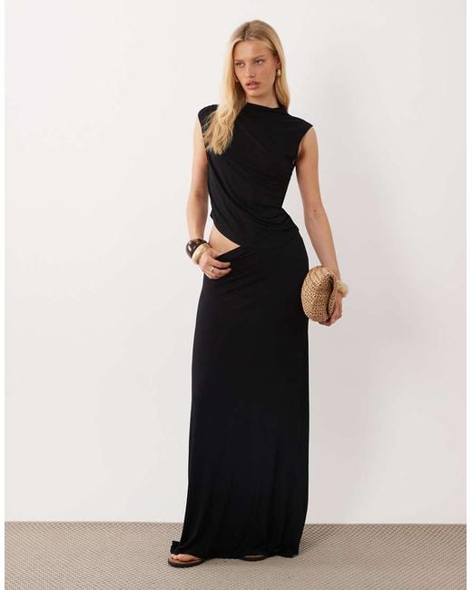 ASOS Black Co-Ord Asymmetric Drape Top