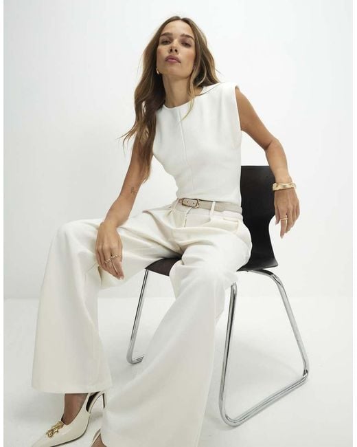 River Island White Fitted Clean Knit Top