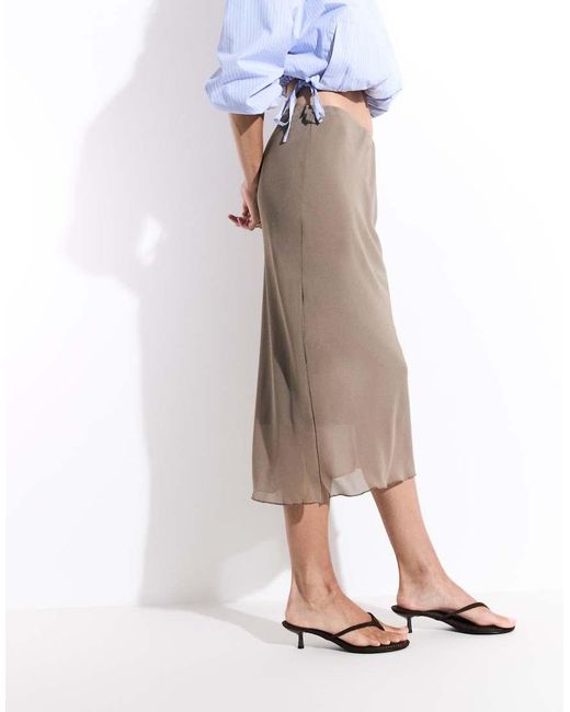 Monki Chiffon Midi Rok in het Blue