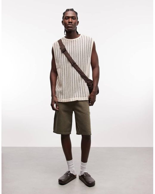 ASOS Natural Oversized Tank With Ribbed Texture for men