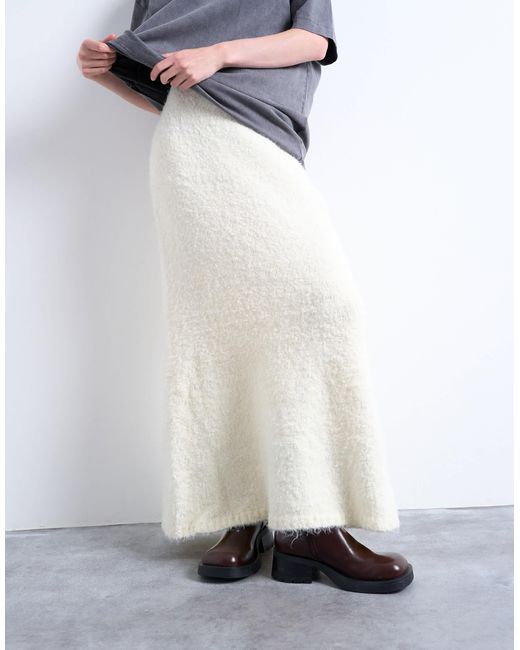 TOPSHOP Gray Knitted Co-ord Fluffy Skirt