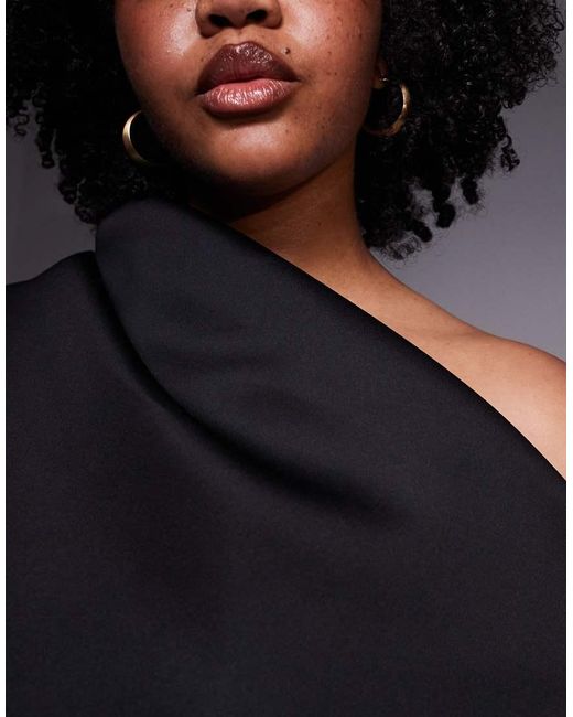 ASOS Black Asos Design Curve Dramatic Neckline Midi Dress