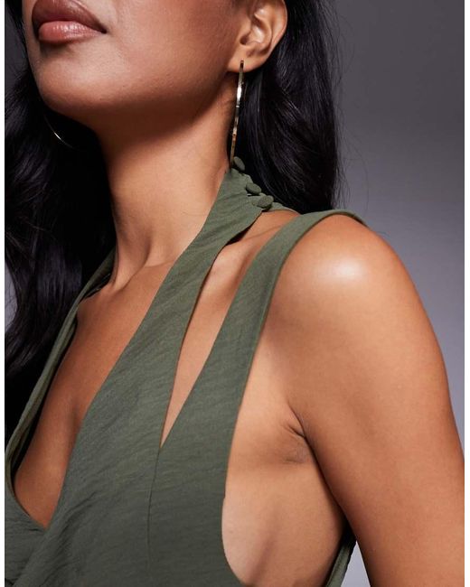 Mono Largo Escotado De Pernera Ancha Con Múltiples Tiras De ASOS de color Gray