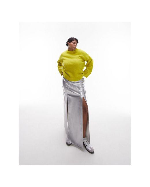TOPSHOP Yellow Curve Knitted Crew Neck Exposed Seam Jumper