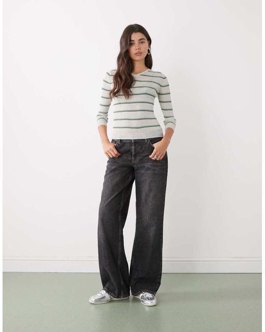 Monki Gray Jersey V-neck Top