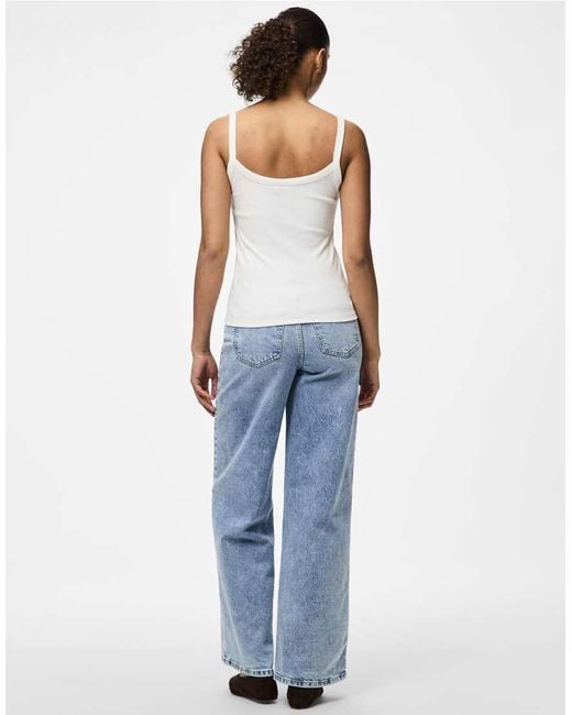 Pieces White Strap Top