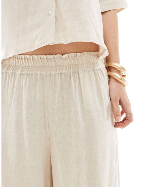 ONLY White Linen Mix Wide Leg Trouser Co-ord