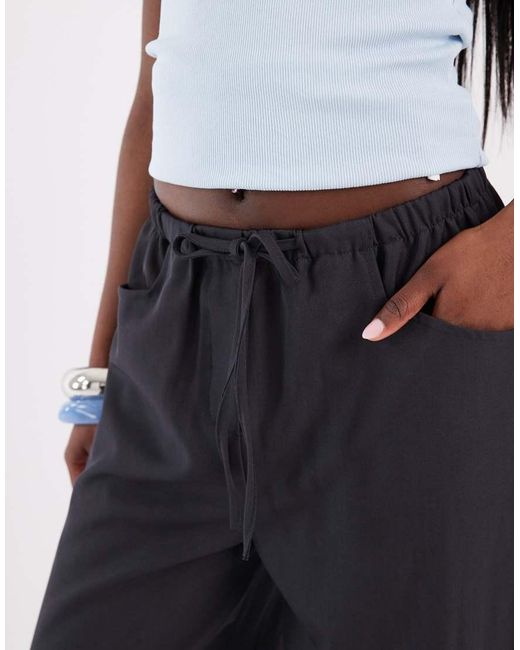 BRONZE SNAKE Blue Pull On Cargo Wide Leg Pants