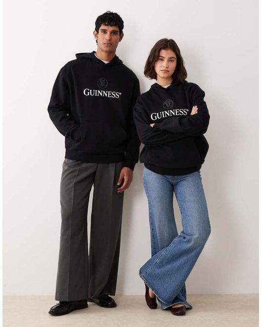 ASOS Black Unisex Relaxed Hoodie With Guinness Print